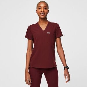 Figs Catarina Scrub Top Burgundy S
